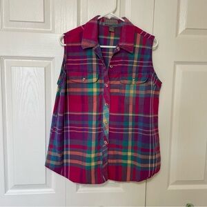 Liz Baker Sport Size 18 cotton button down sleeveless women’s shirt